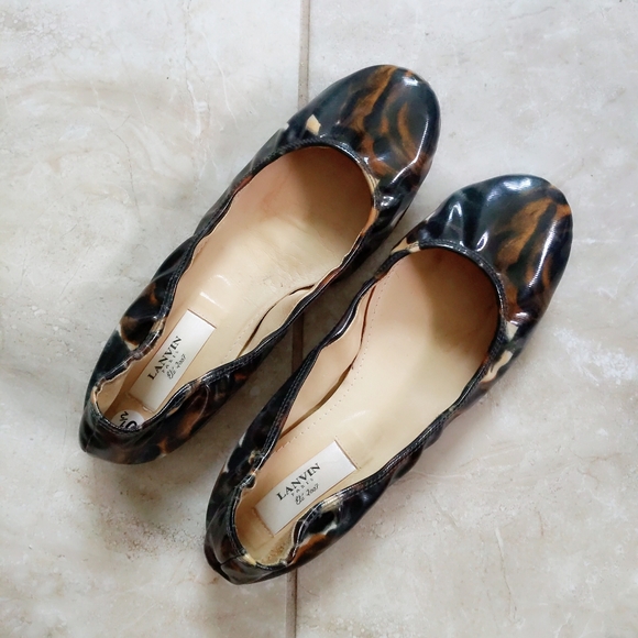 Rare! Lanvin Ete 2007 Archival Watercolor Rose Print Ballet Flats IT 41 - Picture 2 of 8